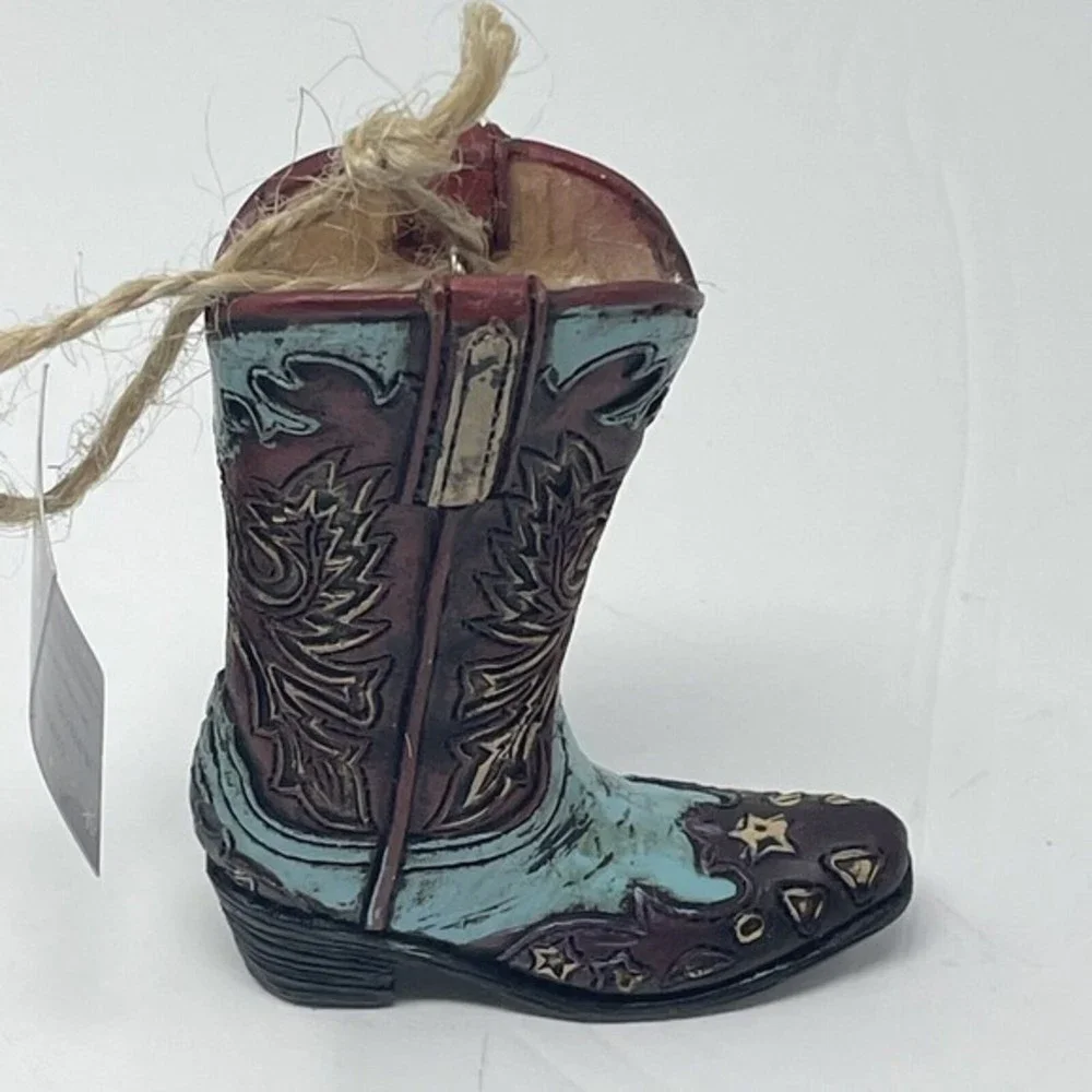 New Blue Cowboy Boot CHRISTMAS  ORNAMENT 3” Western Country Ranch  Cowgirl‎